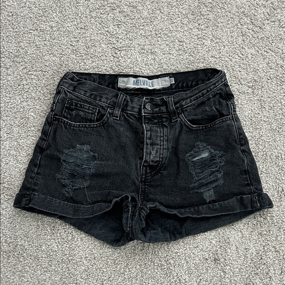 Brandy Melville Black Distressed Jean Shorts